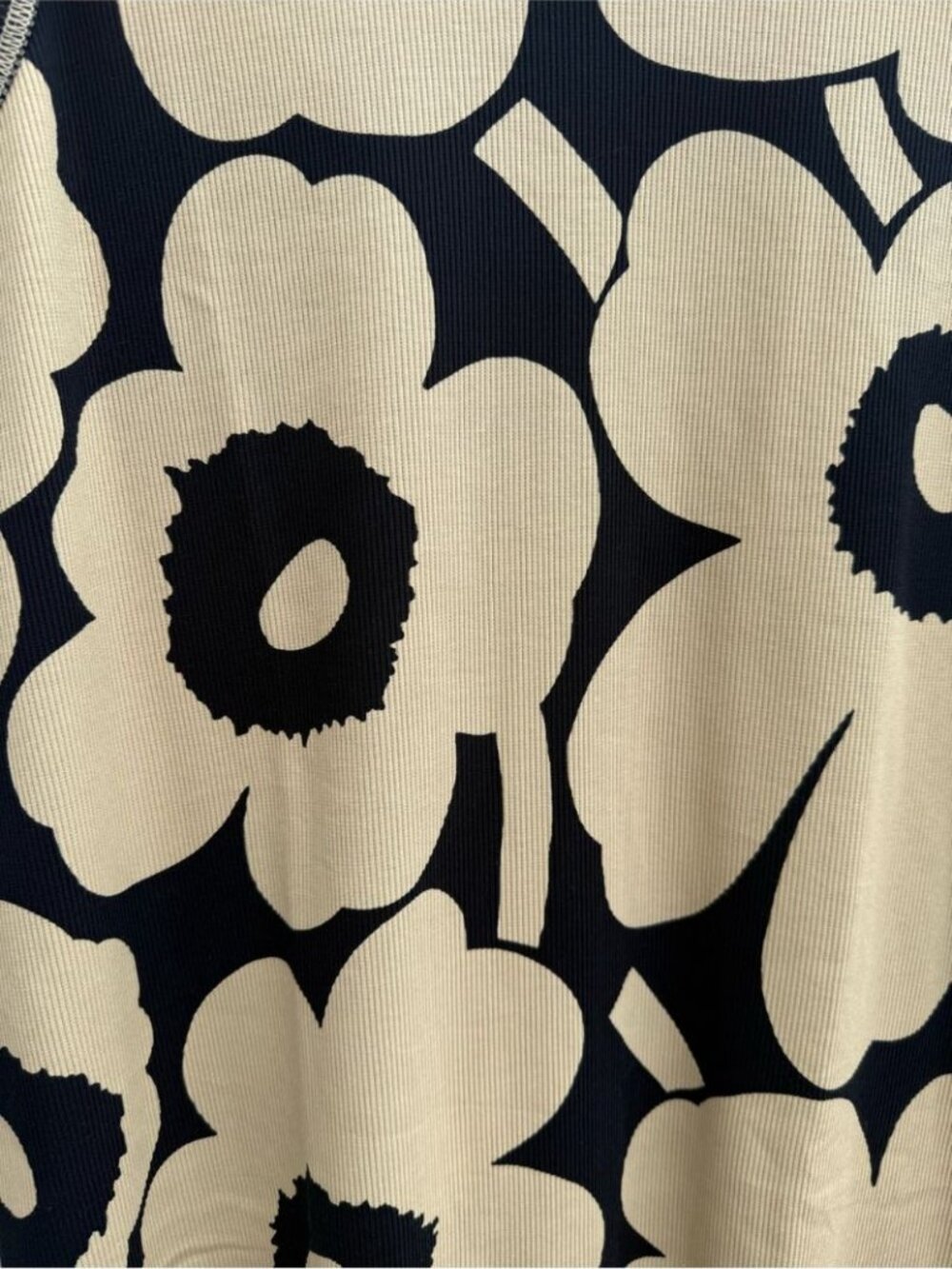 MARIMEKKO Simpukka Unikko Rib Floral Cotton Tank Dress in Beige Black NWT - Picture 4 of 11